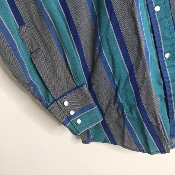 Vtg western plaid pearl snap button long sleeve shirt size medium cowboy rodeo - Picture 6 of 13